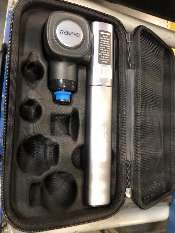 Photo 1 of ***missing parts*** without accessories*** used*** RENPHO Massage Gun with Adjustable Angles and Extension Handle, Handheld Percussion Muscle Massager Deep Tissue with Portable Carry Case for Men Women, Extend 2