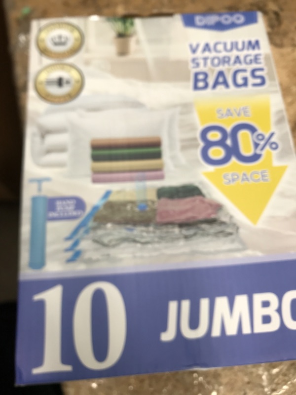 Photo 1 of 10 Pack Jumbo Vacuum Storage Bags with Hand Pump, 80% Storage Space Saving, Sturdy Leak-Free Space Saver Vacuum Seal Bags for Clothing, Vacuum Compression Bags for Travel Lugggage Blankets Comforters