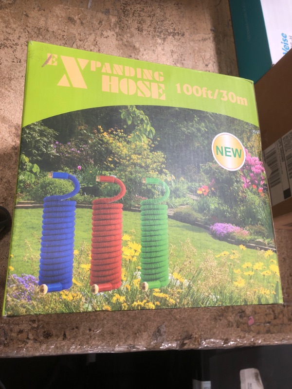 Photo 1 of 100 ft Expandable Garden Hose, 2025 New Ultra Lightweight Kink Free Flexible Water Hose 100ft, 10 Pattern Spray Nozzle, Leak-Proof Solid Brass Fittings, High-Density Outer Fabric & Durable Inner Core