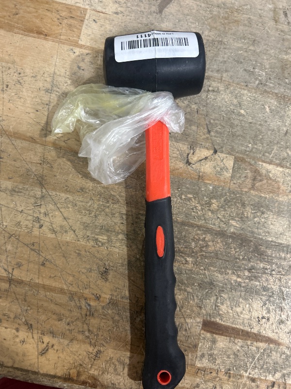 Photo 1 of 12 oz Rubber Mallet Hammer with Shock-absorbing Fibre Handle Soft Blow Tasks without Damage Double-Faced Soft Mallet for Camping, Flooring, Tent Stakes, Woodworking (12 oz)