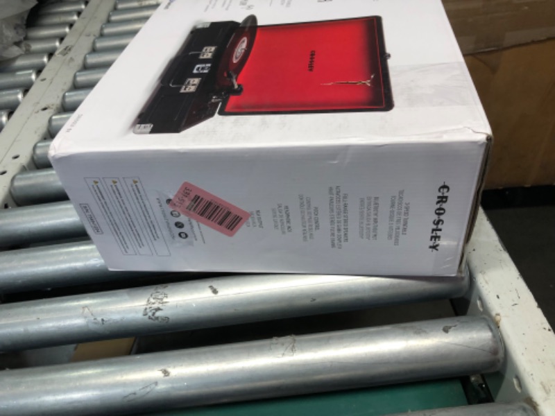 Photo 1 of ***USED PARTS ONLY - POWERS ON - UNABLE TO TEST FURTHER - SEE PICTURES***
Crosley CR8005F-BK Cruiser Plus Vintage 3-Speed Bluetooth in/Out Suitcase Vinyl Record Player Turntable, Black/Red