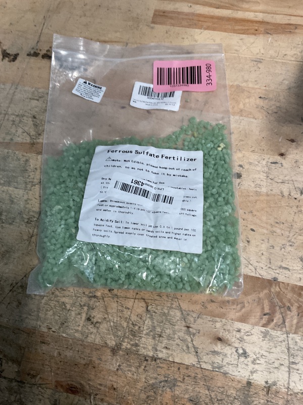 Photo 1 of **MOSTLY USED 15-25% FULL** Ferrous Sulfate Fertilizer for Plants, Ferrous Sulfate Heptahydrate Granules 20% Iron (Fe) - Plant Food to Help Greener Grass, Lawn, shrubs, Trees and Gardens (1 Pound)