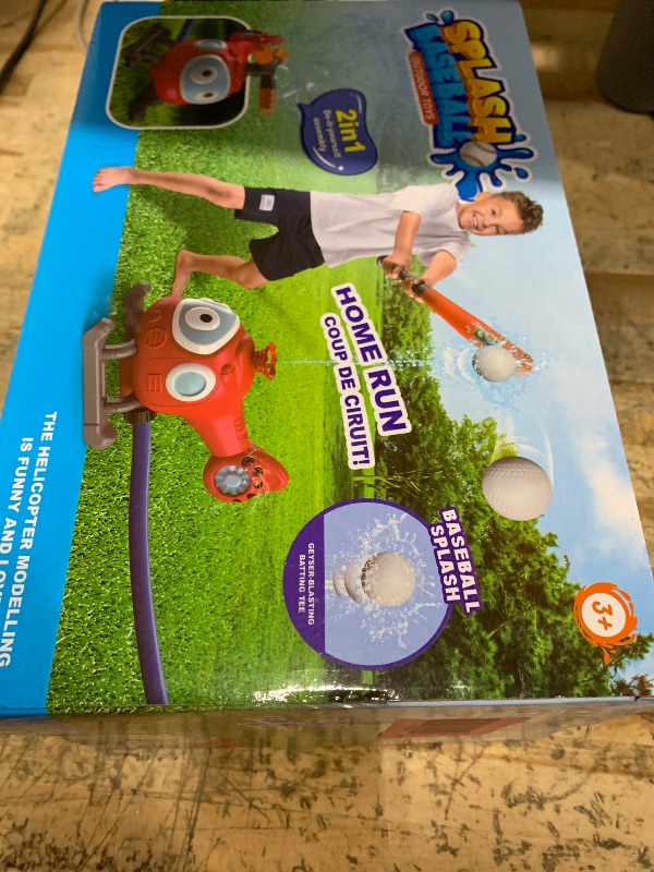 Photo 1 of 2 in 1 Water Sprinklers T Ball Set for Kids and Toddlers, Baseball Sprinkler for Backyard Helicopter Toy, Attaches to Garden Hose Summer Pool Outdoor Water Toy