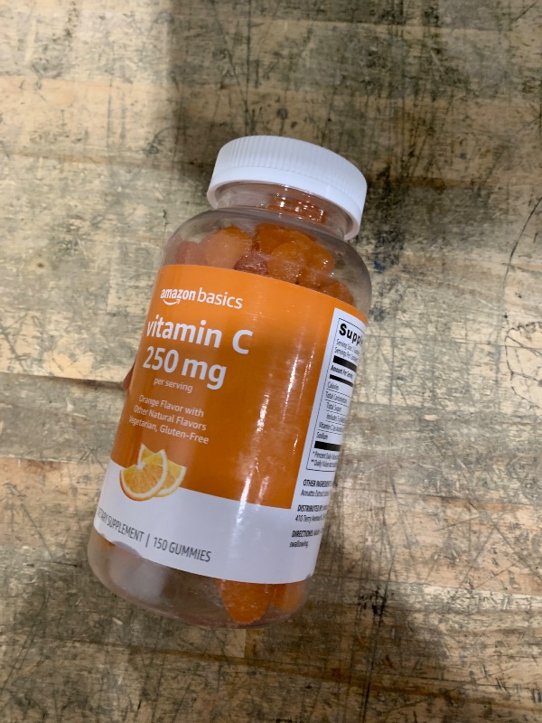 Photo 1 of  FINAL SALE; EXP: 10/2025 Amazon Basics Vitamin C 250 mg Gummies, Orange, 150 Count (2 per Serving), Immune Health (Previously Solimo)