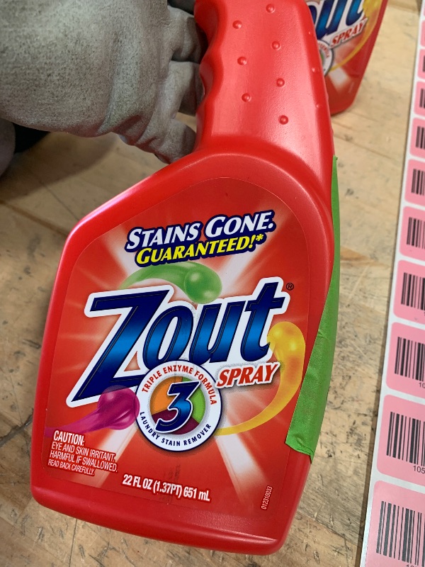 Photo 1 of Zout Laundry Stain Remover Spray, Triple Enzyme Formula Removes the Toughest Stains, Made in the USA, 22 Ounce Bottles,