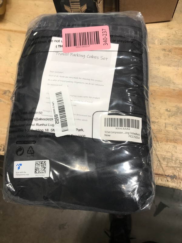 Photo 1 of 10 Set Compression Packing Cubes for Travel Essentials,Compressible Expandable Packing Cubes for Suitcase,OlarHike Luggage Organizer Bags for Travel,Handy Helper for Organizing Clothes(Black)