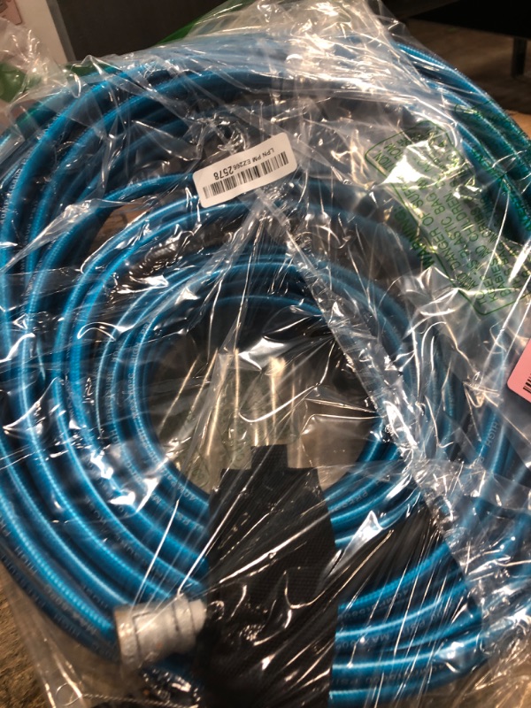 Photo 1 of 100 FT Sewer Jetter Kit for Pressure Washer, 5800PSI Water Jet Drain Cleaner Hose, 1/4 Inch NPT Corner with 4 Sewer Jetting Nozzles, Pearl Corsage Pin, Waterproof Tape, Handle Strap&2 Spanner (Blue)