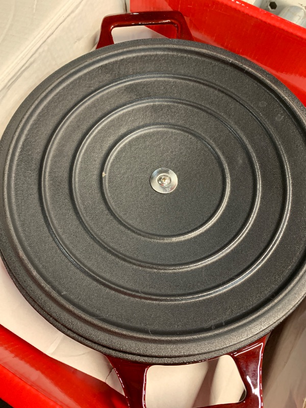 Photo 1 of (see all images for minor damage) La Cuisine Cast Iron Braiser Shallow Dutch Oven Braising Saute Pan 3.75 QT 11" Dia. Internal Matte Black Enamel Coating