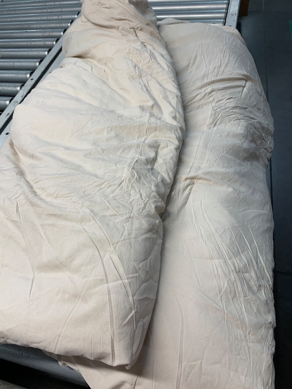 Photo 1 of (see all images) Bedsure Queen Size Comforter Set, Beige Soft Prewashed Bedding for All Seasons, 3 Pieces GentleSoft™ Warm Down Alternative Bed Set