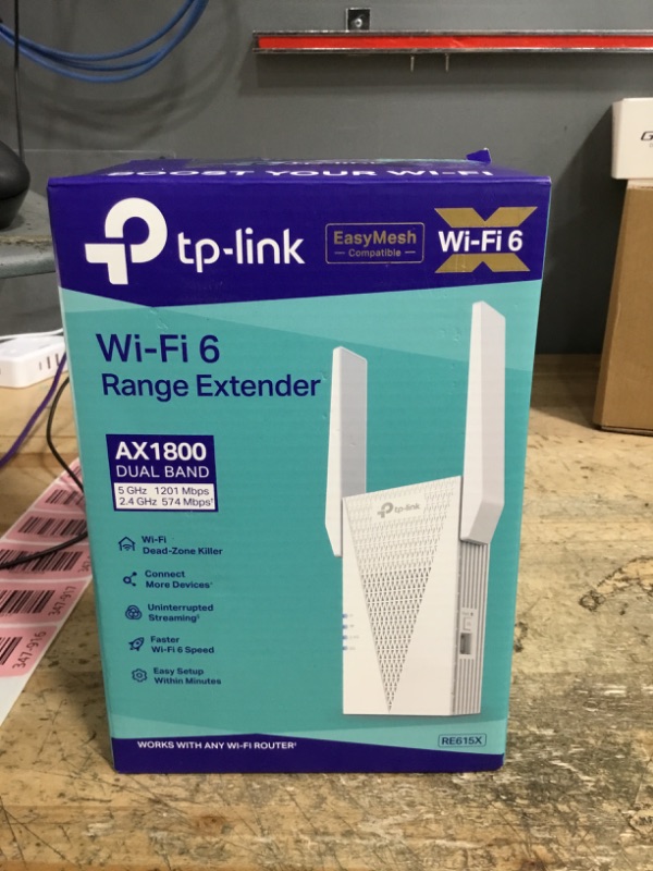 Photo 1 of ***MISSING PARTS*** TP-Link RE615X AX1800 WiFi 6 Range Extender w/Ethernet Port | 1.8G Dual-Band Wireless Repeater Amplifier | Up to 2100 Sq. Ft., 64 Devices | Internet Signal Booster | APP Setup | EasyMesh Compatible