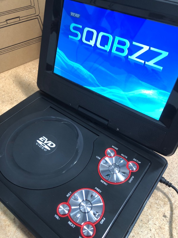 Photo 1 of (POWER/NOPLAY) (PARTS) 11.5" Portable DVD Player with 9.5" Swivel Screen, 5-Hours Rechargeable Battery,Car DVD Player for Kids,Support CD/DVD/SD Card/USB,Regions Free,Dual Speakers,Black