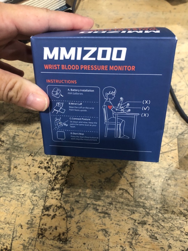 Photo 1 of MMIZOO Wrist Blood Pressure Monitor Large LCD Display BP Machine Adjustable Cuff 5.31-7.68 inch Automatic 99x2 Sets Memory with Carrying Case for Home Use (W1681)