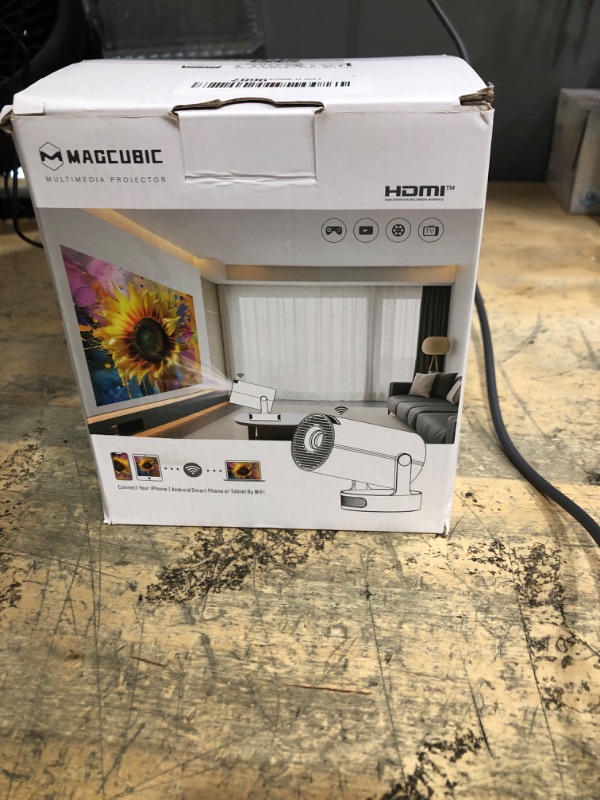 Photo 1 of ***PARTS ONLY***Magcubic Mini Projector 4K support with WiFi 6 and Bluetooth 5.4, 5w Soundbase Speaker, Auto Vertical Keystone 180°Rotatable Portable Proyector for Home Bedroom Outdoor HY300Pro+