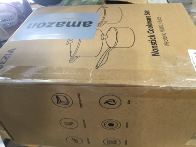 Photo 1 of Induction Cookware Set 6-Piece, Stackable Kitchen Cooking Pots Set, 6qt 4.8qt & 2qt Pots with Lids, Dishwasher Safe & Oven Safe, Compatible with All Stoves, Black