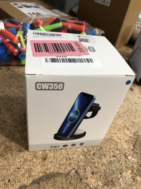 Photo 1 of 3 in 1 Charging Station for iPhone, Wireless Charger for iPhone 16e 16 15 14 13 12 11 X Pro Max & Apple Watch - Charging Stand Dock for AirPods (Blue)