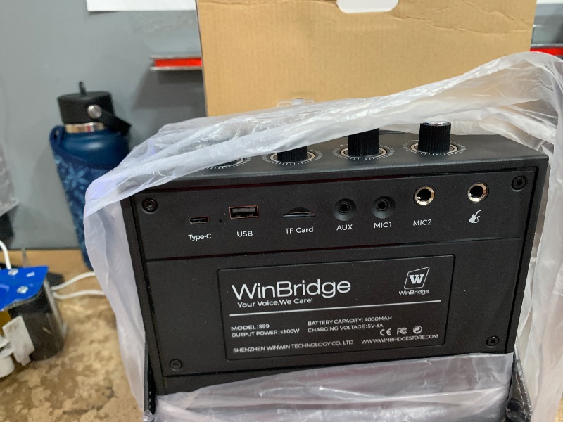 Photo 1 of 100W Powerful Voice Amplifier with 2 Wireless Microphones, Big Pro Sound Portable Speaker with Microphone, Bluetooth Speaker PA System Karaoke Machine Support BT/USB/TF Card/Aux/Guitar S99