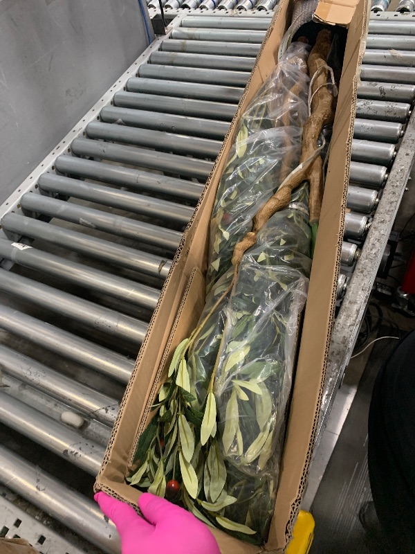 Photo 1 of ***(MAJOR DAMAGE/ SEE NOTES)***Nafresh Tall Faux Olive Tree?7ft?84in? Realistic Potted Silk Artificial Indoor with Green Leaves and Big Fruits for Home Office Living Room Bedroom Stairs Foyer Decor.
