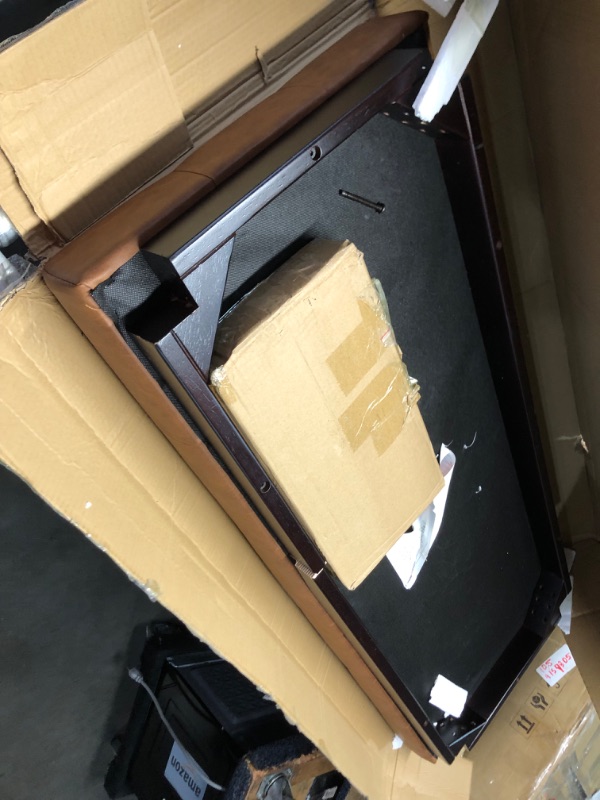 Photo 1 of ***MAJOR DAMAGE - FRAME BROKEN - SEE PICTURES***
47.2" Button-Tufted Entryway Bench, Upholstered Faux Leather Ottoman Bedroom Bench, Rubberwood End of Bed Footrest Stool, Bench for Entryway Dining Room Living Room Bedroom, 300 LB, Brown