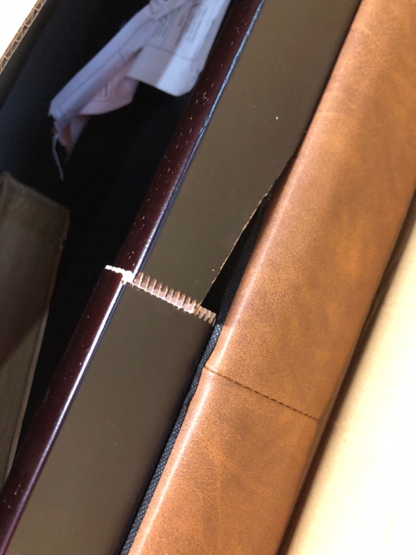 Photo 1 of ***MAJOR DAMAGE - FRAME BROKEN - SEE PICTURES***
47.2" Button-Tufted Entryway Bench, Upholstered Faux Leather Ottoman Bedroom Bench, Rubberwood End of Bed Footrest Stool, Bench for Entryway Dining Room Living Room Bedroom, 300 LB, Brown