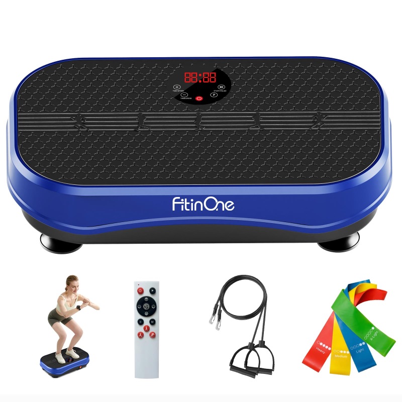 Photo 1 of ***********Electric cord missing************
FitinOne Vibration Plate Exercise Machine for Lymphatic Drainage Massager, 330 Lbs Capacity Full Whole Body Workout Equipment with Loop Bands for Women Men, Fitness Platform for Weight Loss (Blue)