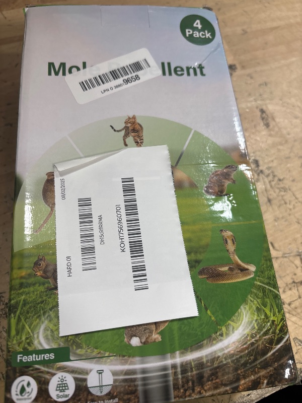 Photo 1 of ***(HEAVILY USED/ MINOR DAMAGE)***Snake & Mole & Rabbit & Skunk Repellent Solar Powered, Ultrasonic Deterrent, IP65 Waterproof, to Get Rid of Gopher, Groundhog, Rodent, Chipmunk, Raccoon, and Vole for Lawn & Garden, 4 Pack