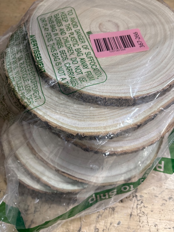Photo 1 of 10 Pcs Natural Paulownia Wood Slices 8-9 Inches,Wood Slices for Centerpieces Table Decorations,Unfinished Rounds for Crafts, for Rustic Wedding Decoration Projects