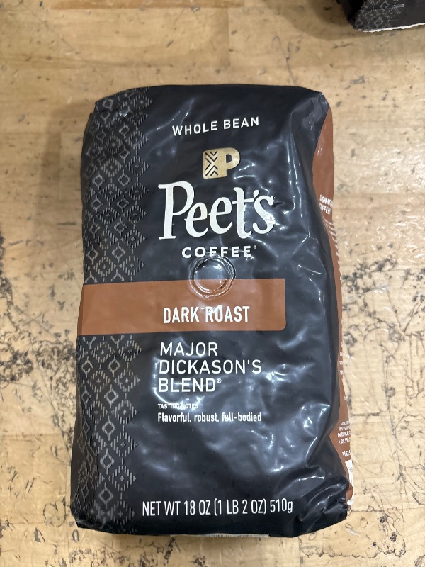 Photo 1 of *** EXP 07.14.2025 *** Peet's Coffee, Dark Roast Whole Bean Coffee - Major Dickason's Blend 18 Ounce Bag
