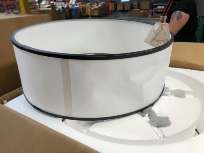 Photo 1 of (used)(see images) 24" 6-Light Drum Chandelier, Modern Large Drum Pendant Light Fixtures with White Shade