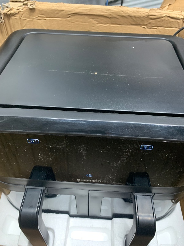 Photo 1 of (misintg items*) CHEFMAN 6 Quart Dual Basket Air Fryer Oven with Easy View Windows, Sync Finish, Hi-Fry, Auto Shutoff, 2 Independent 3Qt Nonstick Dishwasher Safe Frying Baskets, Digital Double Air Fryer - Black