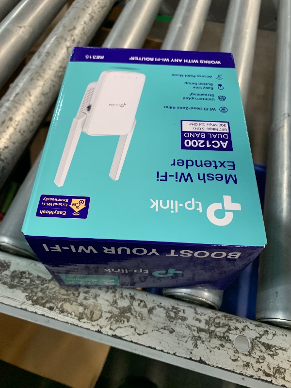 Photo 1 of TP-Link AC1200 WiFi Extender, 2025 Wirecutter Best WiFi Extender, 1.2Gbps Home Signal Booster, Dual Band 5GHz/2.4GHz, Up to 1600 Sq.ft and 32 Devices, EasyMesh Compatible, One Ethernet Port (RE315)