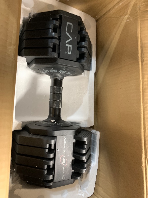 Photo 1 of (PARTIAL SET) (SINGLE) CAP Barbell 55 lb Pair of Adjustable Dumbbells with Full Rotation Black Handle