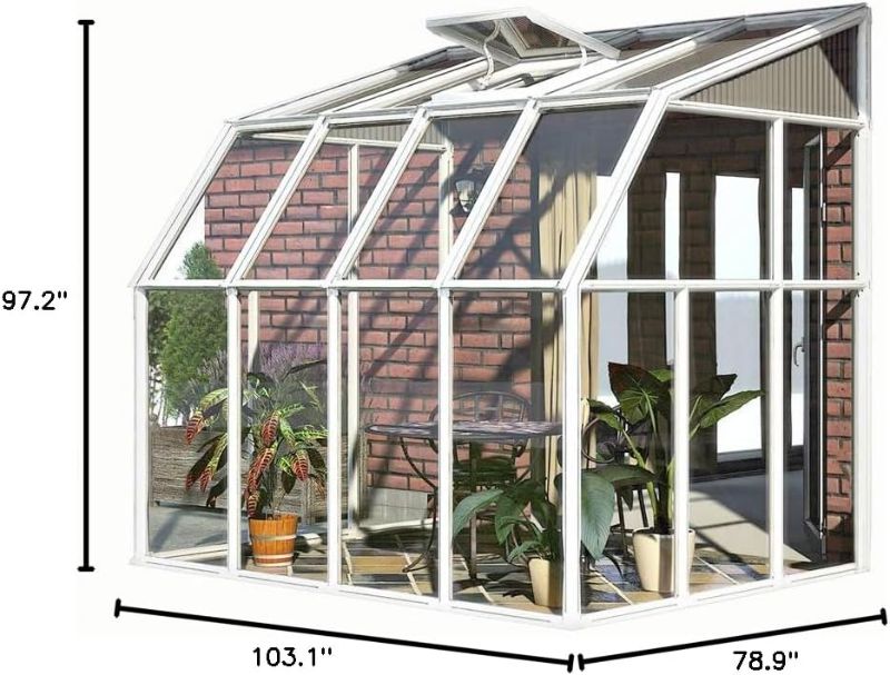 Photo 1 of **PARTS ONLY** Palram Canopia Rion Sun Room 6 Ft. x 8 Ft. Solarium, Lean-to Greenhouse DIY Kit, Attach to House, Large Twin Wall Polycarbonate, 100% UV Protection for...
