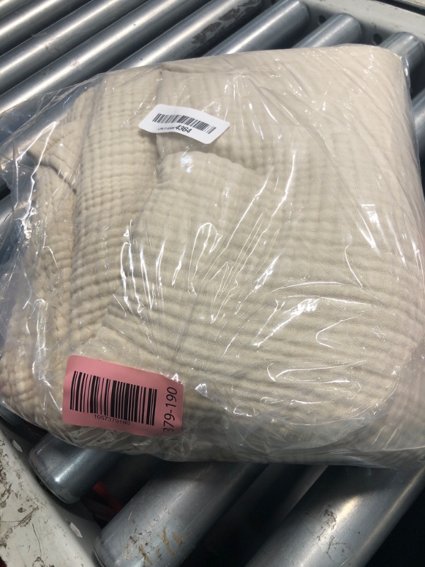Photo 1 of (USED/FAIR) (BAGGED) Bedsure 100% Cotton Muslin Throw Blanket Large 50x70 Inches - 4-Layer Breathable and Lightweight Thin Soft Summer Gauze Muslin Blankets for Adults, Linen Beige, Boho Cotton Throw for Couch