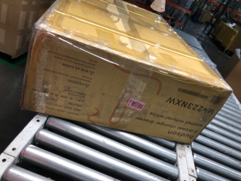 Photo 1 of ***PARTS ONLY - NOT FUNCTIONAL - SEE COMMENTS***
Babyletto Hudson 3-Drawer Changer Dresser with Removable Changing Tray in Washed Natural and White, Greenguard Gold Certified