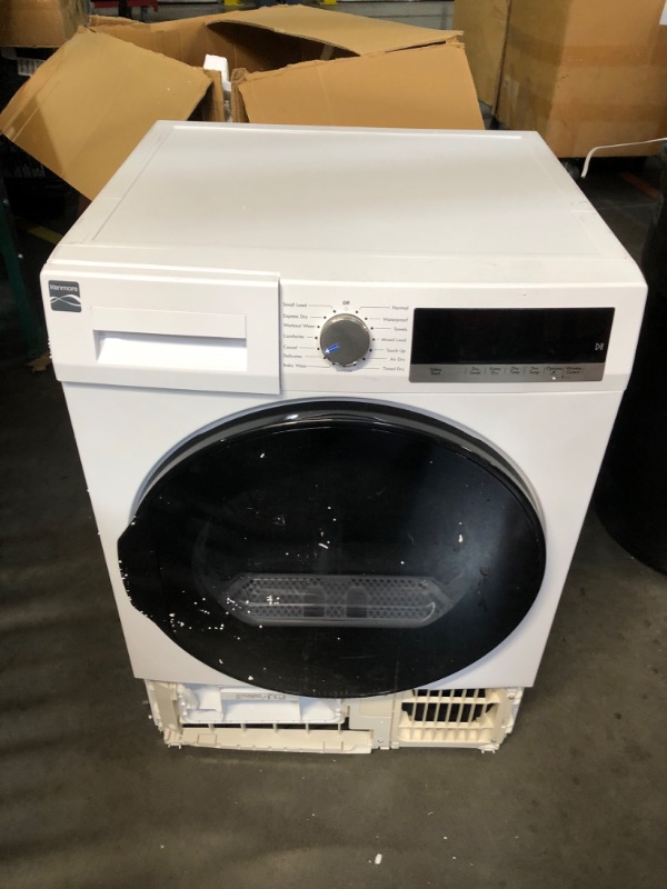 Photo 1 of ***MAJOR DAMAGE - PLASTIC PANEL BROKEN OFF - MISSING ACCESSORIES - UNABLE TO TEST - SEE PICTURES***
Kenmore 4.0 cu. ft. Ventless Compact Front Load Electric Dryer-with Guard to Reduce Wrinkles & Static-Sanitize and Smart Sensor Drying-LED-Energy Star Cert