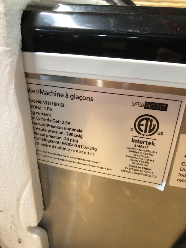 Photo 1 of (POWER TESTED) (UNABLE TO TEST FURTHER) VIVOHOME Nugget Ice Maker Countertop, Pebble Ice Maker Machine with 44lbs/Day, Portable Soft Chewable Ice Maker with Self-Cleaning, Scoop, 10PCs Ice Bags for Home, Kitchen, Camping, RVs