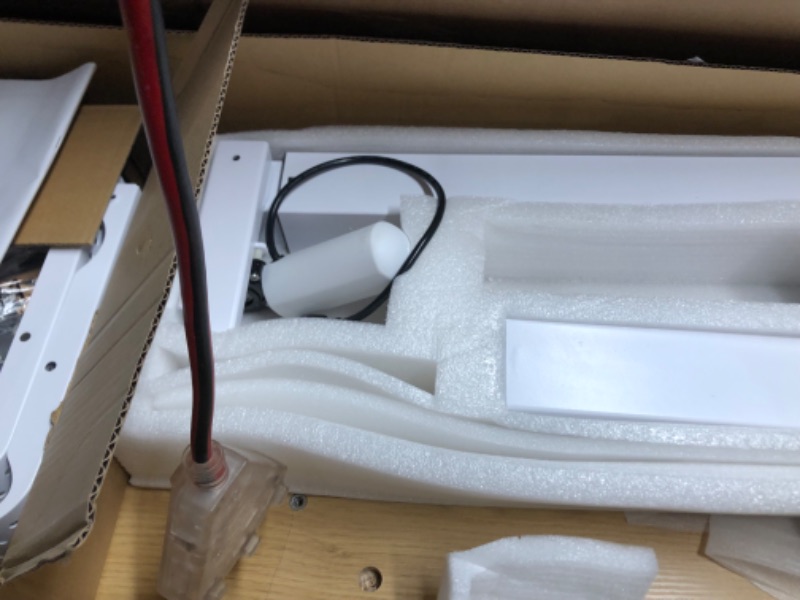 Photo 1 of ***DAMAGED - TABLETOP WOOD CRACKED - SEE PICTURES***
VASAGLE Electric Standing Desk with Drawers, 55.1 x 23.6 Inches, Sit Stand Desk with Power Outlet and LED Lights, Adjustable Height, Storage Shelf, 3 Memory Buttons, for Home Office, Straw Yellow