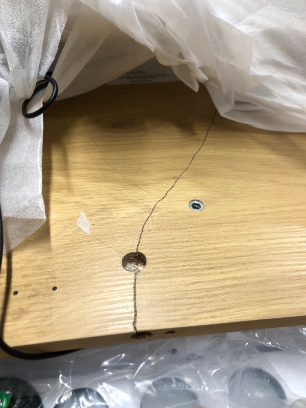 Photo 1 of ***DAMAGED - TABLETOP WOOD CRACKED - SEE PICTURES***
VASAGLE Electric Standing Desk with Drawers, 55.1 x 23.6 Inches, Sit Stand Desk with Power Outlet and LED Lights, Adjustable Height, Storage Shelf, 3 Memory Buttons, for Home Office, Straw Yellow