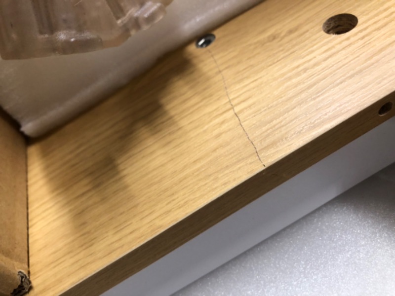 Photo 1 of ***DAMAGED - TABLETOP WOOD CRACKED - SEE PICTURES***
VASAGLE Electric Standing Desk with Drawers, 55.1 x 23.6 Inches, Sit Stand Desk with Power Outlet and LED Lights, Adjustable Height, Storage Shelf, 3 Memory Buttons, for Home Office, Straw Yellow