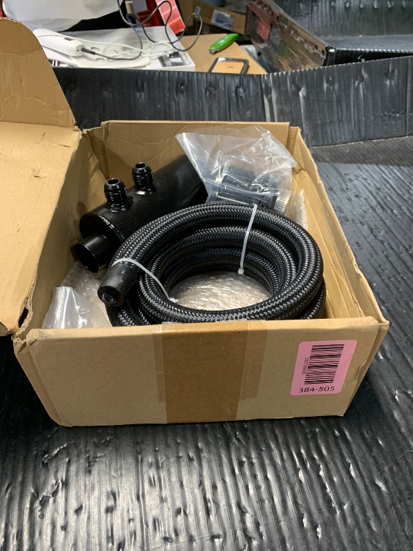Photo 1 of (UNTESTED) (PARTIAL SET) BAGARAATAN 10AN Oil Catch Can,750ml Universal Baffled Catch Can and 10AN 5/8 Fuel Line Fitting Kit Nylon Braided CPE Fuel Line 10FT