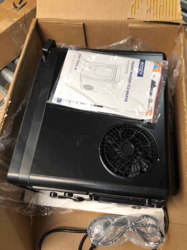 Photo 1 of (PARTS) (NOT FUNCTIONAL) (DAMAGED WITH MINERAL WATER) ecozy Nugget Ice Maker Countertop, Smart Pebble Ice Machine with APP Control, 44 lbs/24H Soft Pellet Chewable Ice with Self-Cleaning, Black
