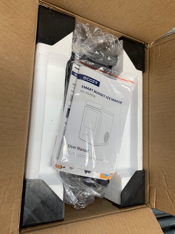 Photo 1 of (PARTS) (NOT FUNCTIONAL) (DAMAGED WITH MINERAL WATER) ecozy Nugget Ice Maker Countertop, Smart Pebble Ice Machine with APP Control, 44 lbs/24H Soft Pellet Chewable Ice with Self-Cleaning, Black