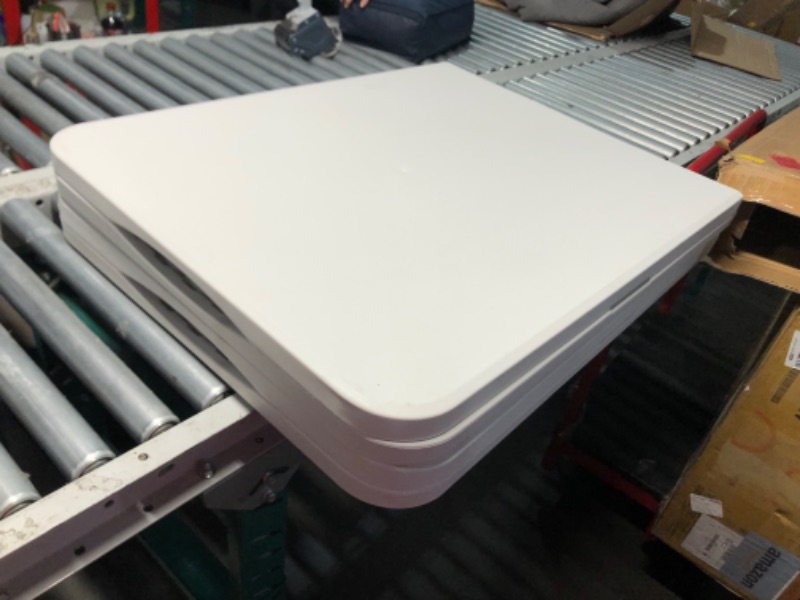 Photo 1 of ***DAMAGED - TABLETOP GOUGED - SEE PICTURES***
JALANCY Set of 2 Folding Tables with Carrying Handle Lightweight Rectangular Portable Plastic Camping Table Steel Legs for Party, Dining, Wedding, Events, Picnic Indoor, Outdoor (6FT, White)