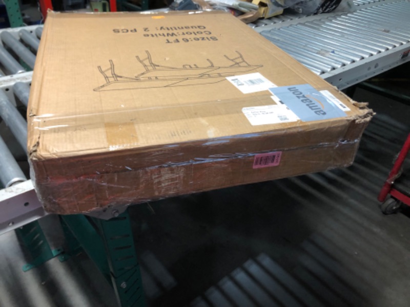 Photo 1 of ***DAMAGED - TABLETOP GOUGED - SEE PICTURES***
JALANCY Set of 2 Folding Tables with Carrying Handle Lightweight Rectangular Portable Plastic Camping Table Steel Legs for Party, Dining, Wedding, Events, Picnic Indoor, Outdoor (6FT, White)