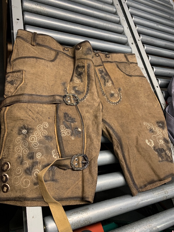 Photo 1 of (PARTIAL SET) (BAGGED) (LARGE) Oktoberfest Bavarian Herren Short Lederhosen for Men | Traditional Authentic German Outfit Brown
large