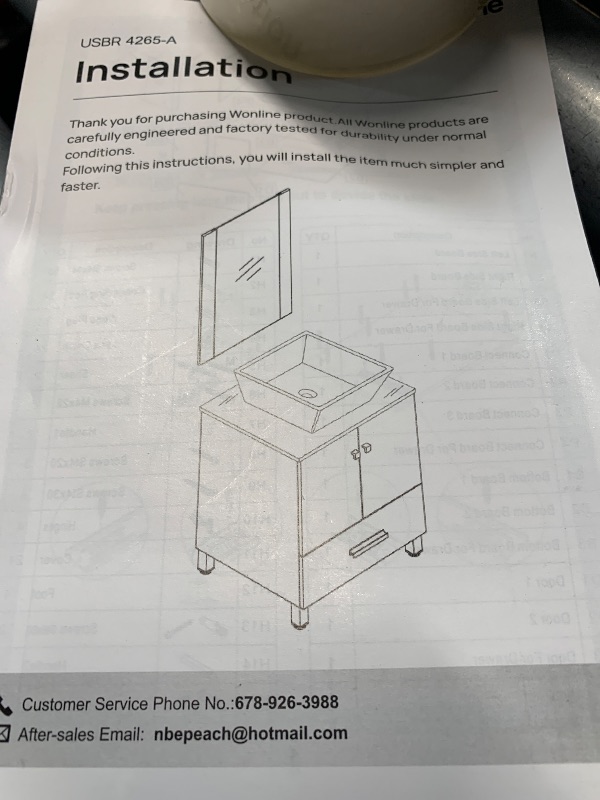 Photo 1 of (used item)(see all images) Bathroom Vanity Set Two Drawers Storage Cabinet with Ceramic Vessel Sink and Mirror Combo 
