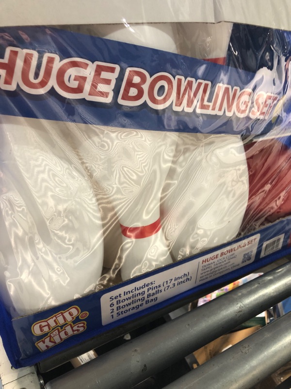 Photo 1 of * SOME PINS ARE DENTED* Grip Kids 17 inch Huge Bowling 6 pins Set with Storage Bag - Outdoor & Indoor Play Toys, Backyard Games Kids Activities, Family Party, Birthday for Toddlers Ages 5 6 7 8 Year Old - Amazon Exclusive