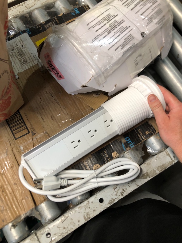 Photo 1 of (USED/FAIR) Pop Up Outlet for Countertop, Pull Pop Out Electrical Outlets with 3 AC Outlets, 2 PD 20W USB C and QC 18W USB A, Popup Desk Charging Station Power Hub for Conference Table Office Kitchen Island