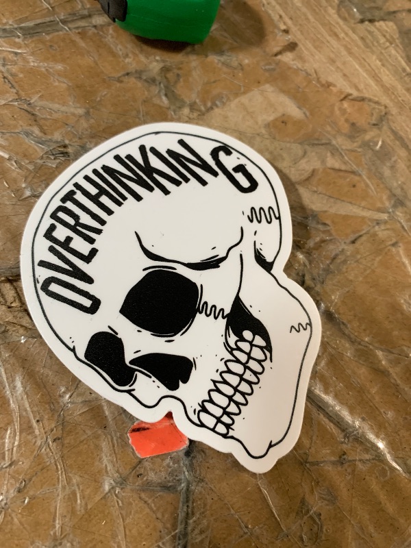 Photo 1 of (3PCs) Overthinking Funny Quotes Sticker, Mental Health Skeleton Stickers for Adults Teen Kids, Skull Waterproof Vinyl Stickers for Water Bottle Laptop Phone Case Kindle (3 Inches)