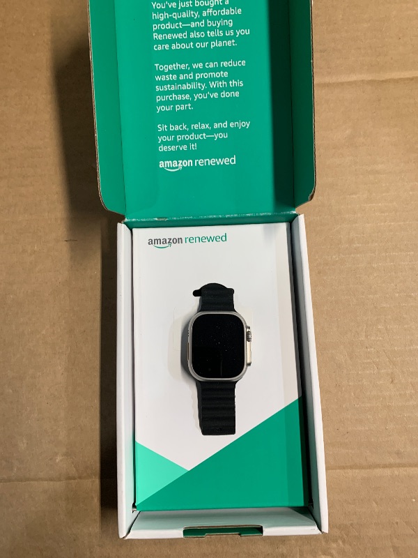 Photo 1 of *** DEVICE IS LOCKED *** Apple Watch Ultra [GPS + Cellular 49mm] Titanium Case with Midnight Ocean Band, One Size (Renewed Premium)